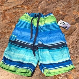 NWT Vibrant Blue and Green Swim Shorts size medium (10/12)